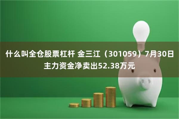 什么叫全仓股票杠杆 金三江（301059）7月30日主力资金净卖出52.38万元